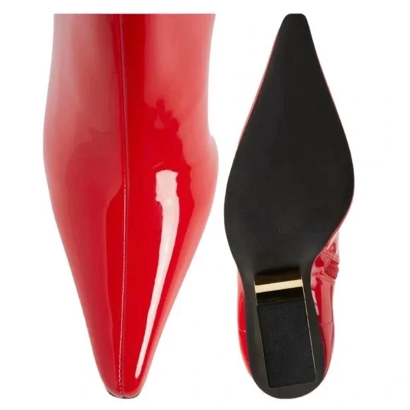 Jeffrey Campbell Glossy Red Heeled Boots - Picture 2 of 4
